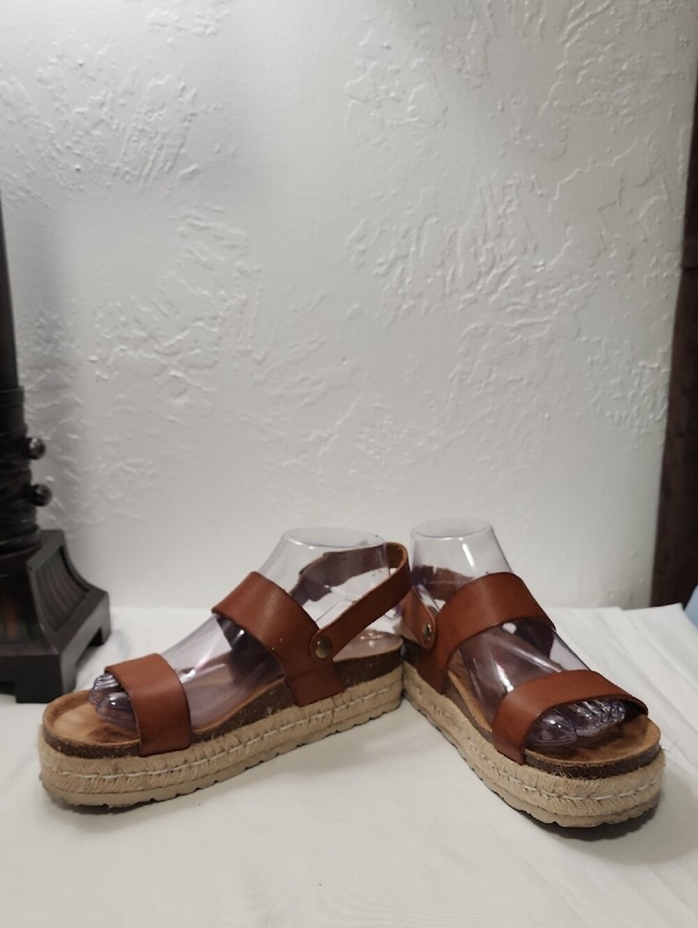 Women’s Tan Platform Espadrille Sandals with Ankle Strap - Picture 2 of 8